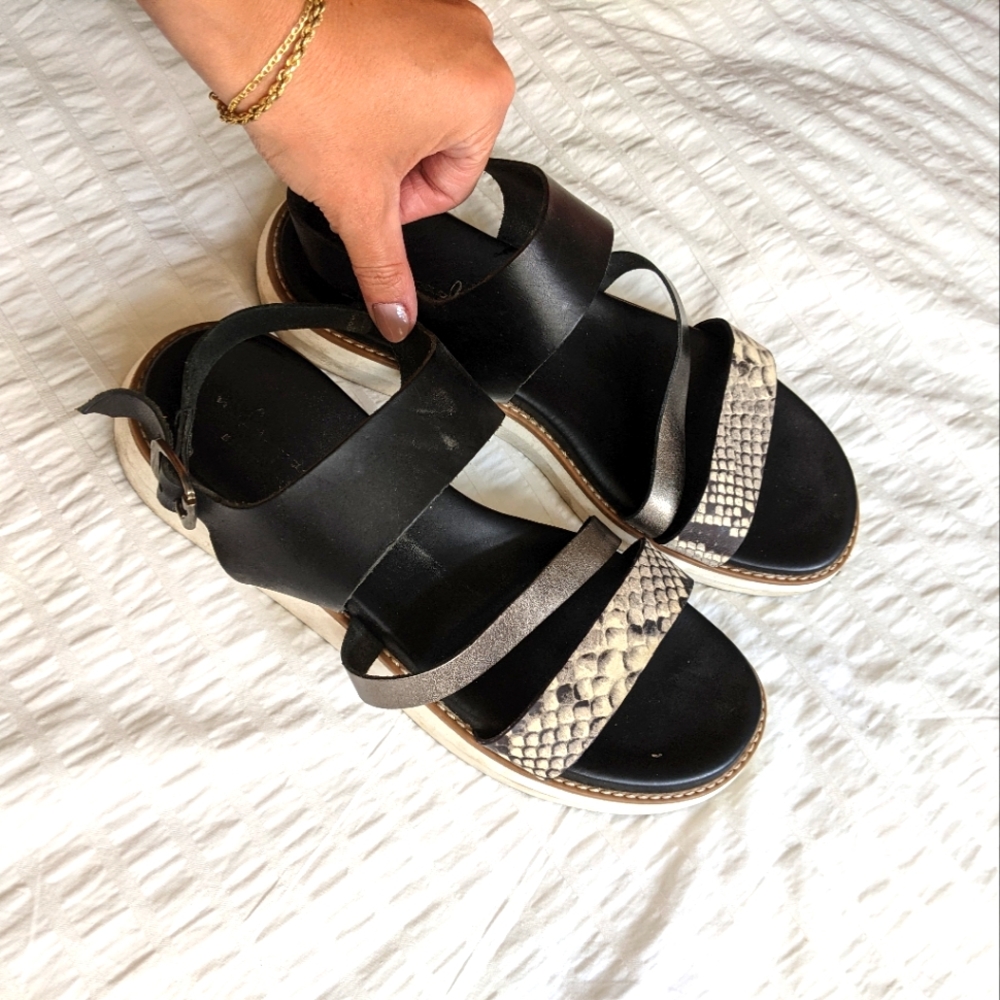 Italian Leather Strappy Platform Sandals